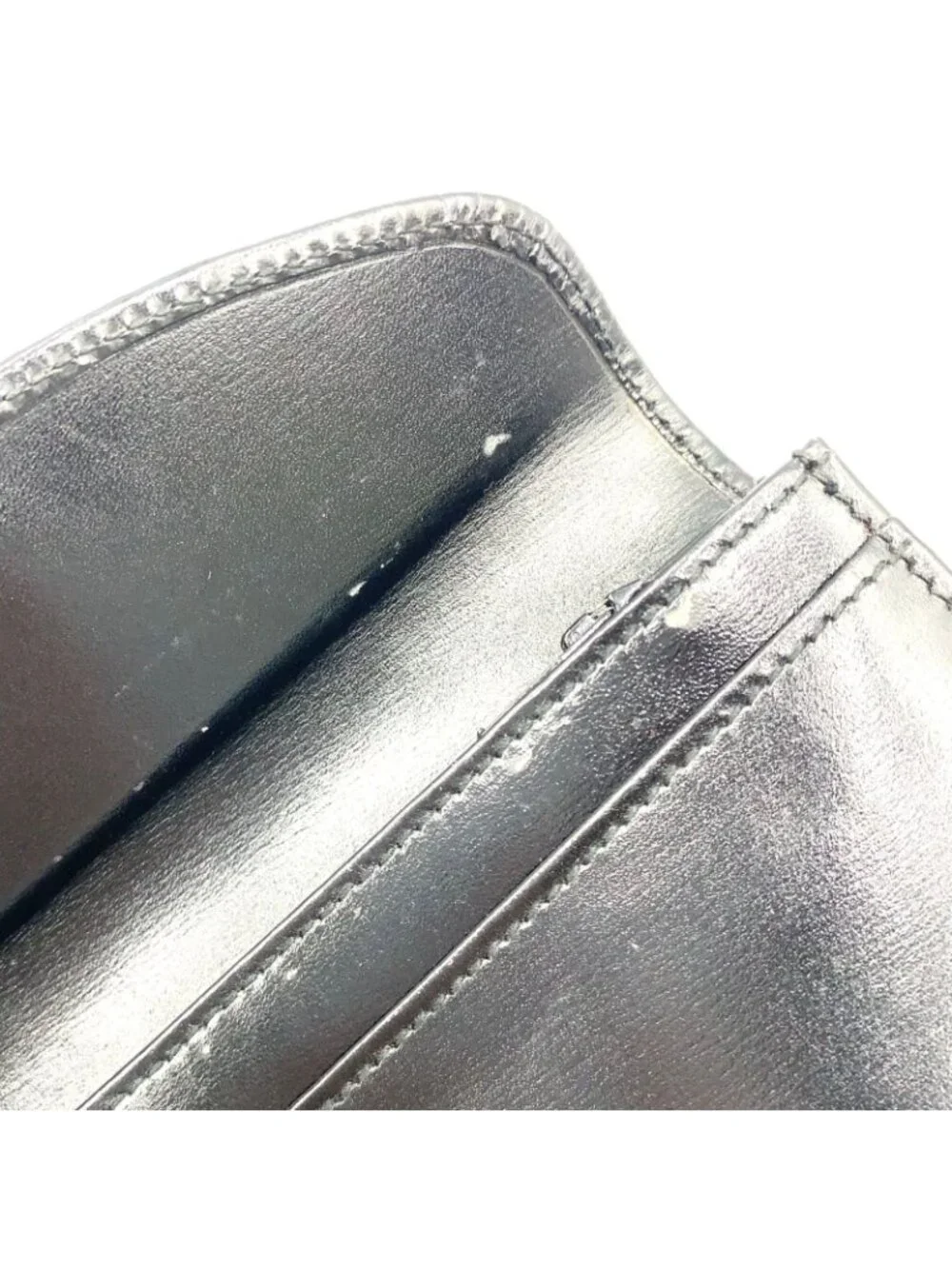 Gucci Logo Leather Black Coin Case Gold
